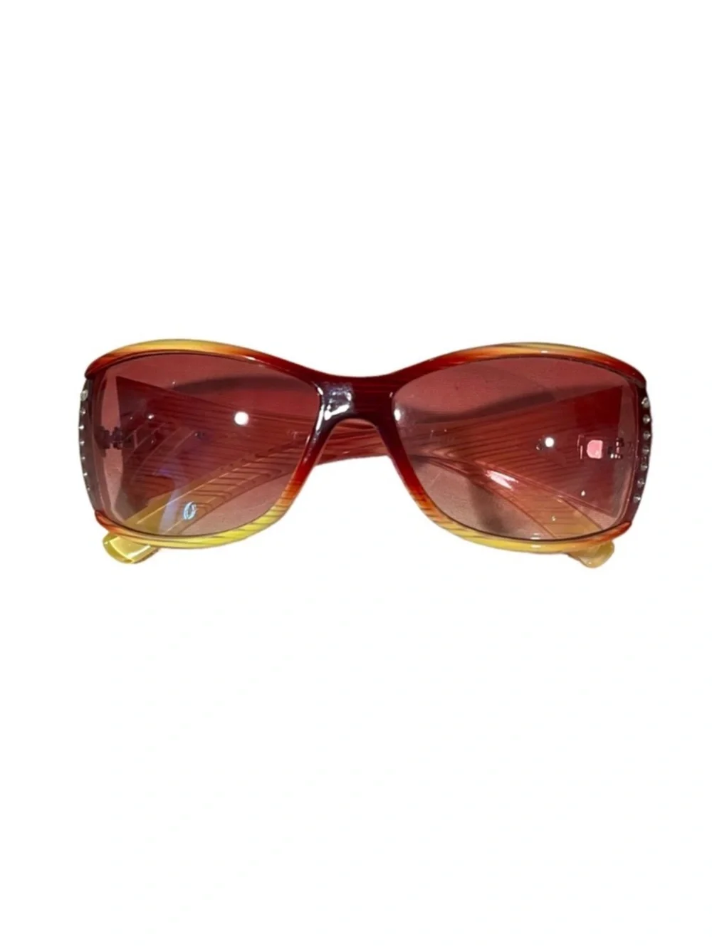 Stylish Reddish Brown Tortoise shell & Gold Bling Hollywood Style Sunglasses